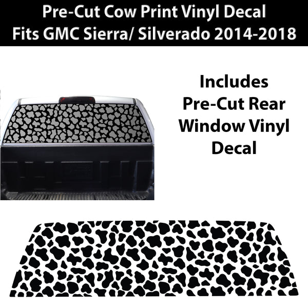 Animal Leopard Cheetah Cow Window Vinyl Decal Stickers Fits Chevy Silverado & GMC Sierra 1500 2014-2018