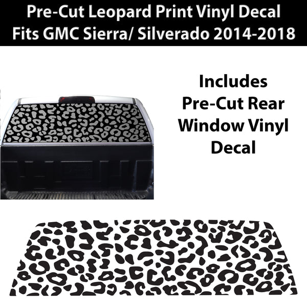 Animal Leopard Cheetah Cow Window Vinyl Decal Stickers Fits Chevy Silverado & GMC Sierra 1500 2014-2018