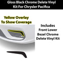 Chrysler Pacifica 2017-2026 Blackout Chrome Delete Kit – Precut Gloss Black Vinyl Overlays