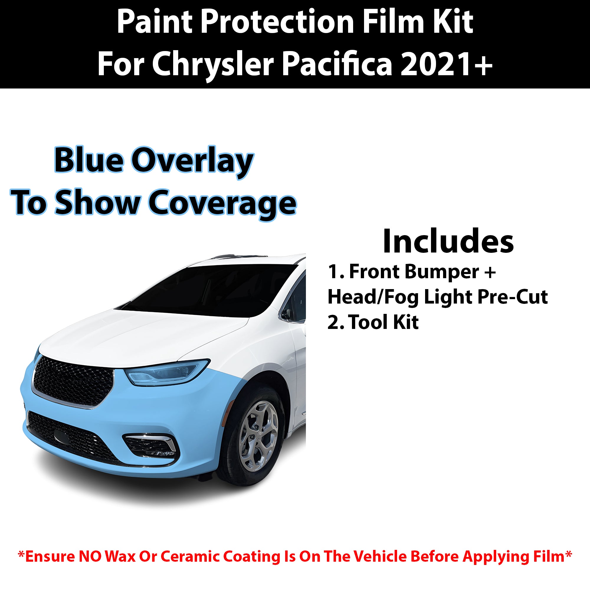 Fits Chrysler Pacifica 2021+ Precut Premium Paint Protection Film Clear Bra PPF Decal Film Kit Cover - Bogar Tech Designs