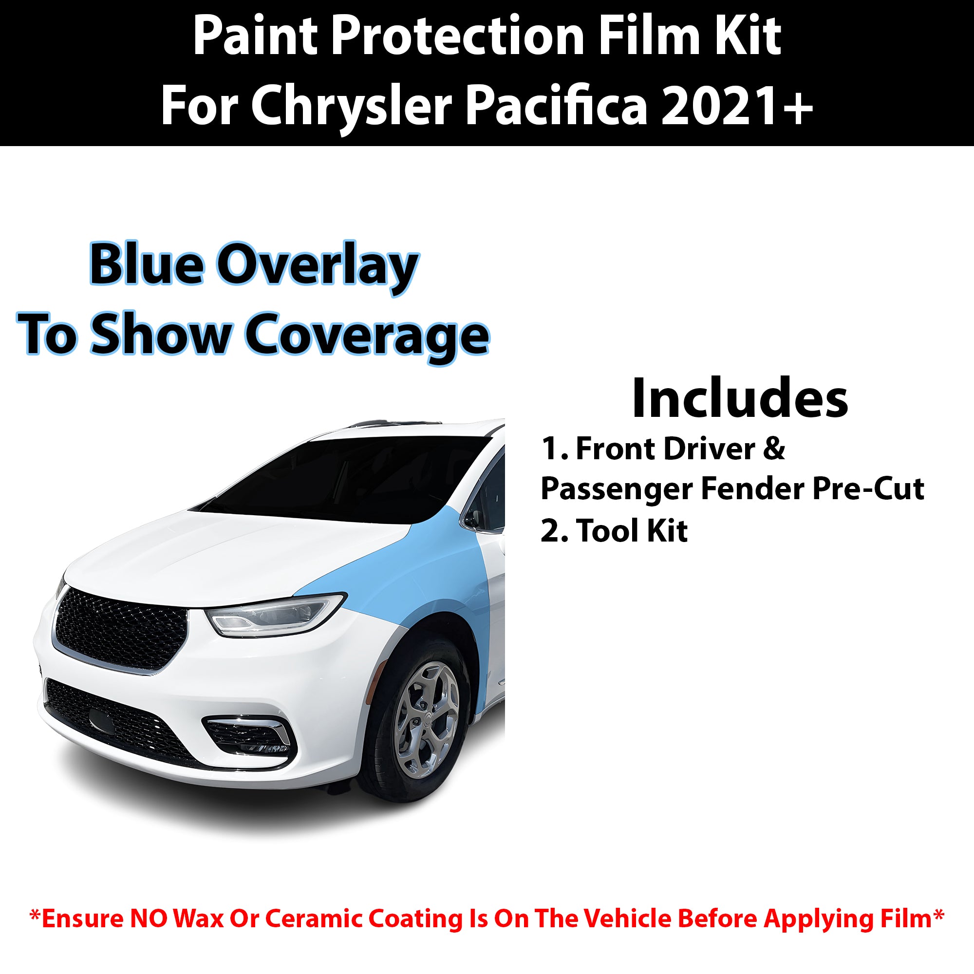 Fits Chrysler Pacifica 2021+ Precut Premium Paint Protection Film Clear Bra PPF Decal Film Kit Cover - Bogar Tech Designs
