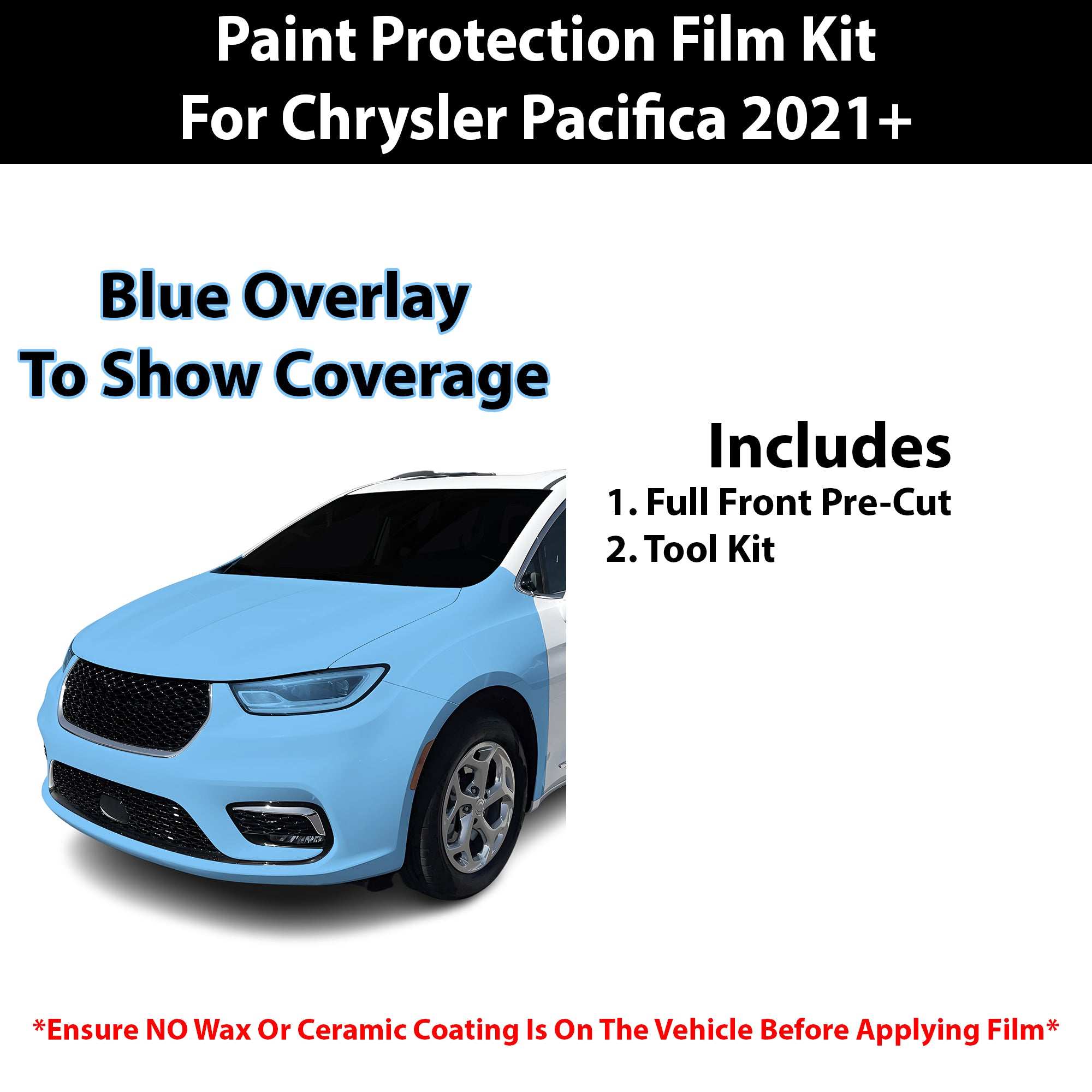 Fits Chrysler Pacifica 2021+ Precut Premium Paint Protection Film Clear Bra PPF Decal Film Kit Cover - Bogar Tech Designs