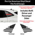 American Flag Quarter Window Decal for Ford Escape 2020-2026 – Precut Matte Black Vinyl