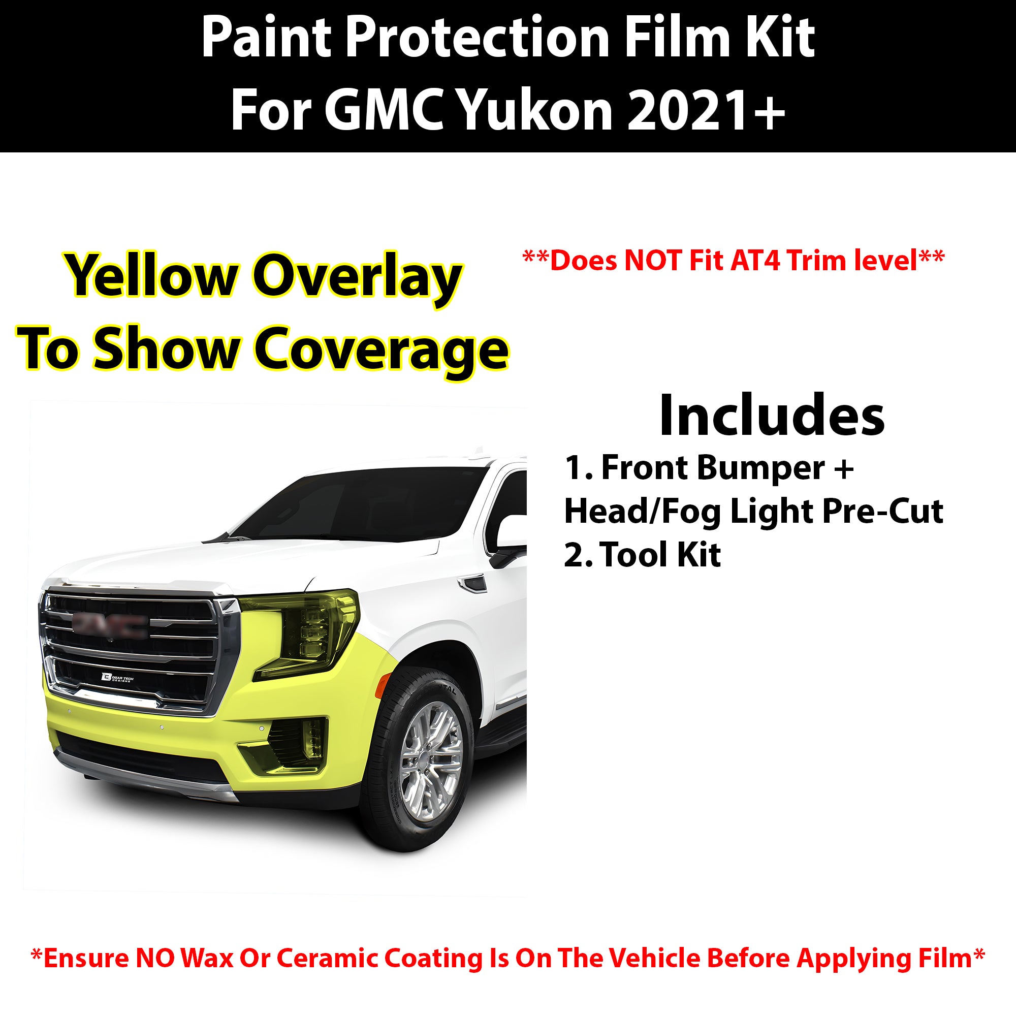 Fits GMC Yukon 2021+ Precut Premium Paint Protection Film Clear Bra PPF Decal Film Kit Cover - Bogar Tech Designs