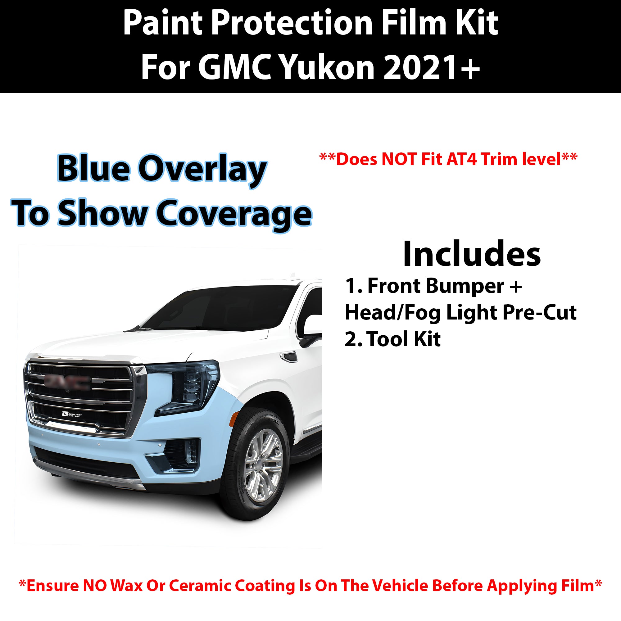 Fits GMC Yukon 2021+ Precut Premium Paint Protection Film Clear Bra PPF Decal Film Kit Cover - Bogar Tech Designs