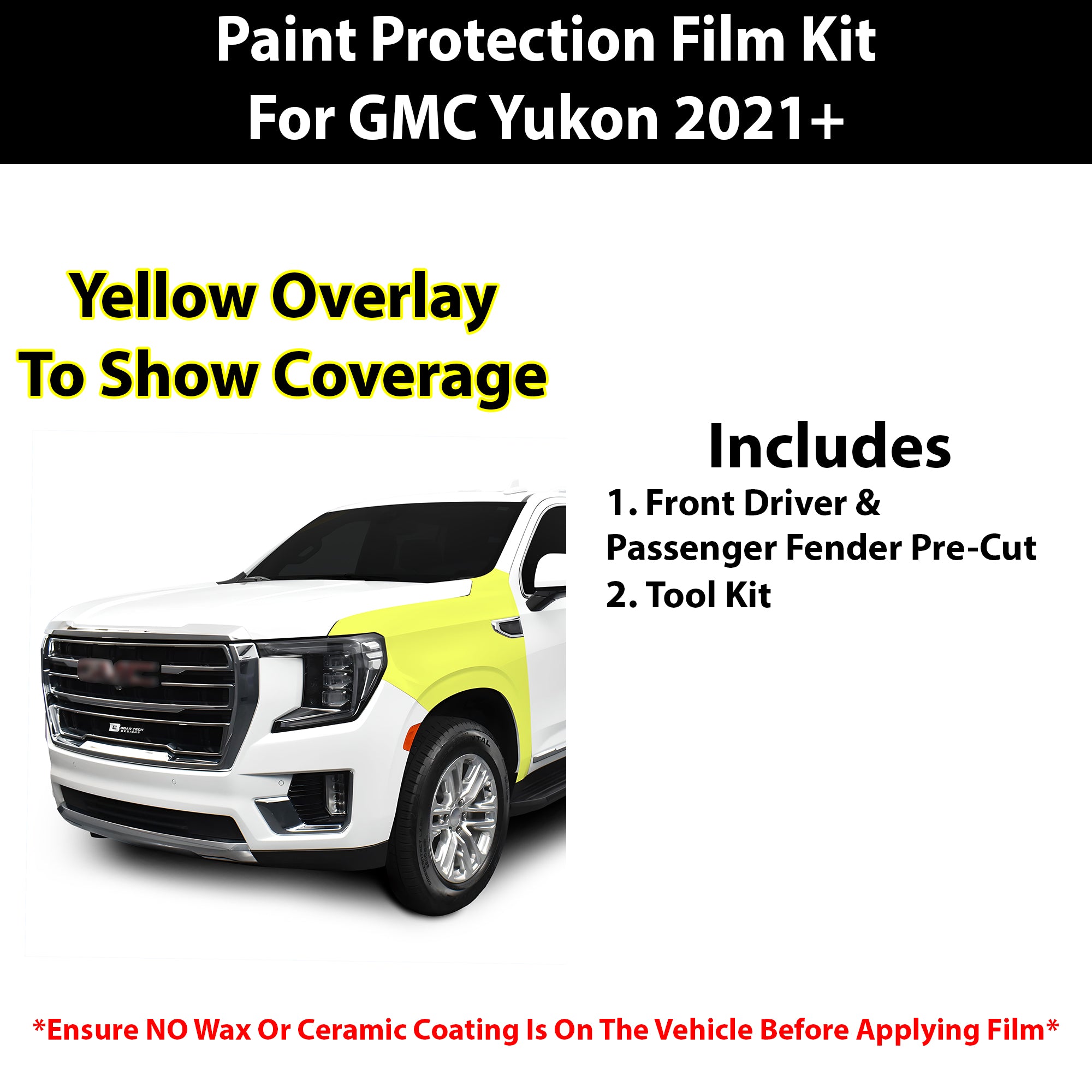 Fits GMC Yukon 2021+ Precut Premium Paint Protection Film Clear Bra PPF Decal Film Kit Cover - Bogar Tech Designs