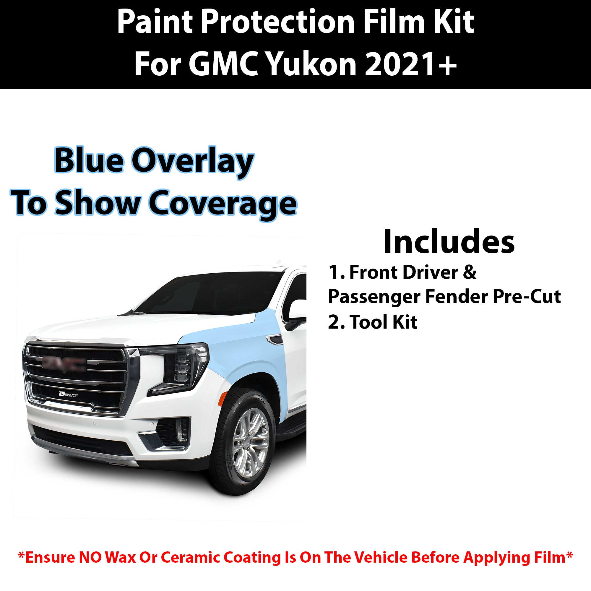 Fits GMC Yukon 2021+ Precut Premium Paint Protection Film Clear Bra PPF Decal Film Kit Cover - Bogar Tech Designs