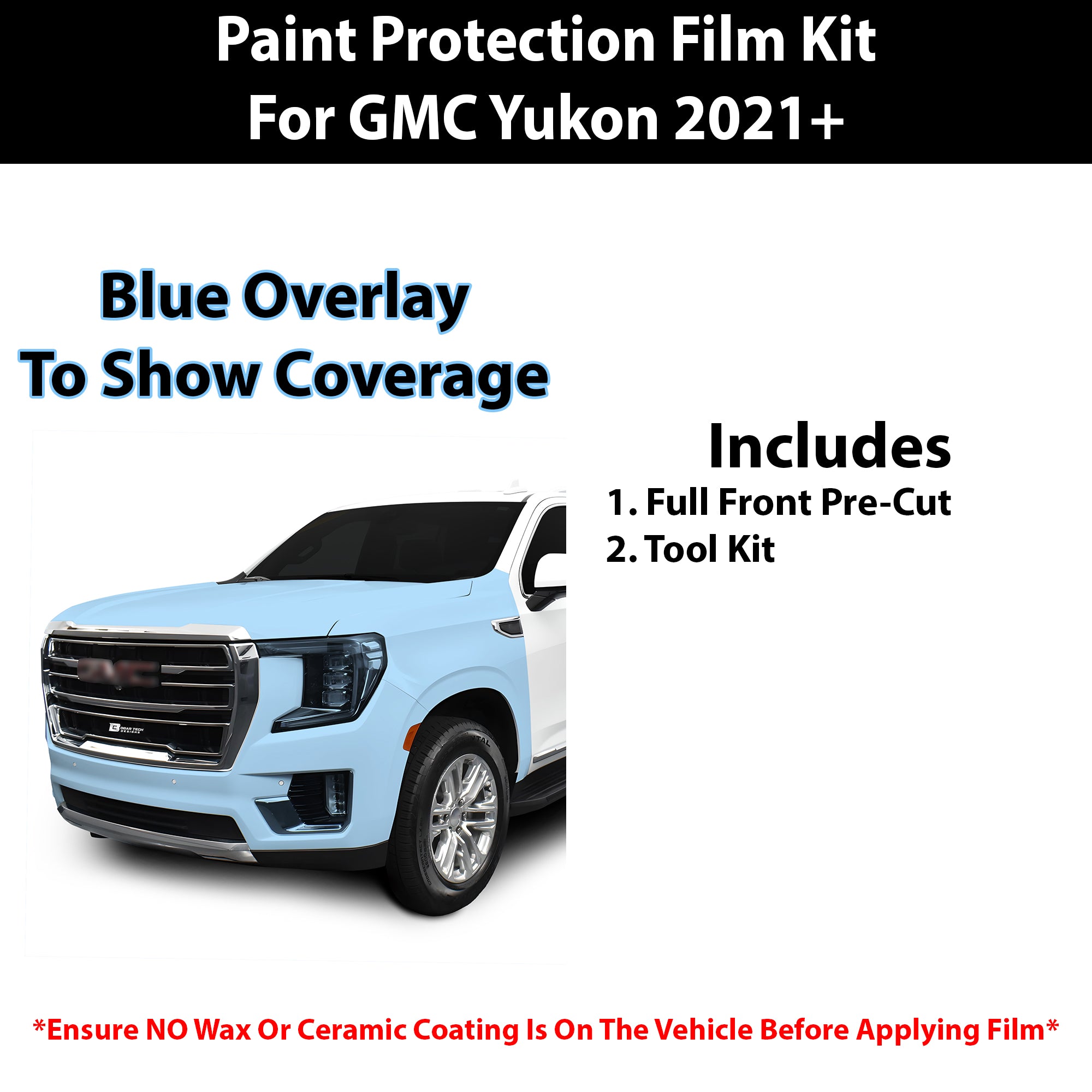Fits GMC Yukon 2021+ Precut Premium Paint Protection Film Clear Bra PPF Decal Film Kit Cover - Bogar Tech Designs