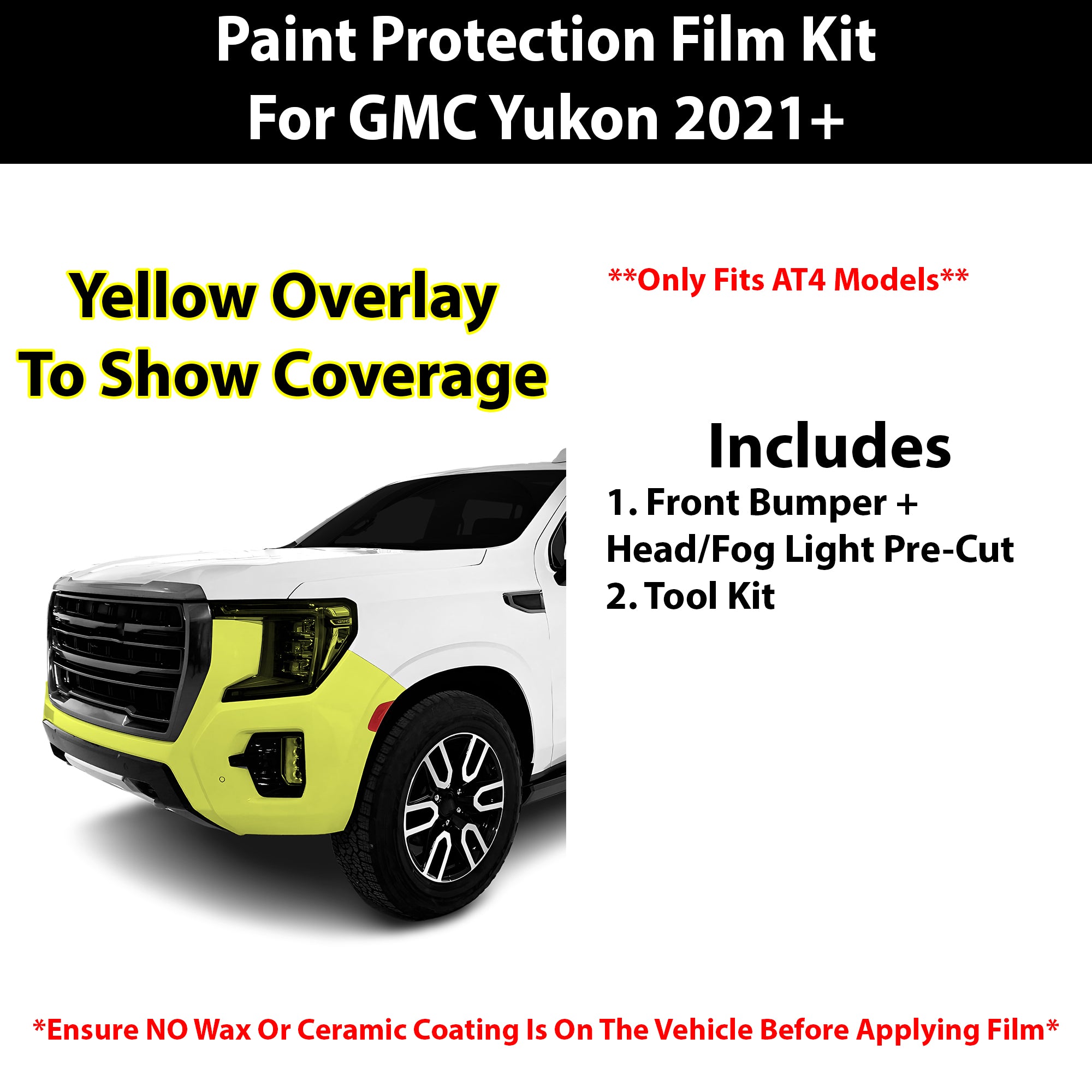 Fits GMC Yukon 2021+ Precut Premium Paint Protection Film Clear Bra PPF Decal Film Kit Cover - Bogar Tech Designs