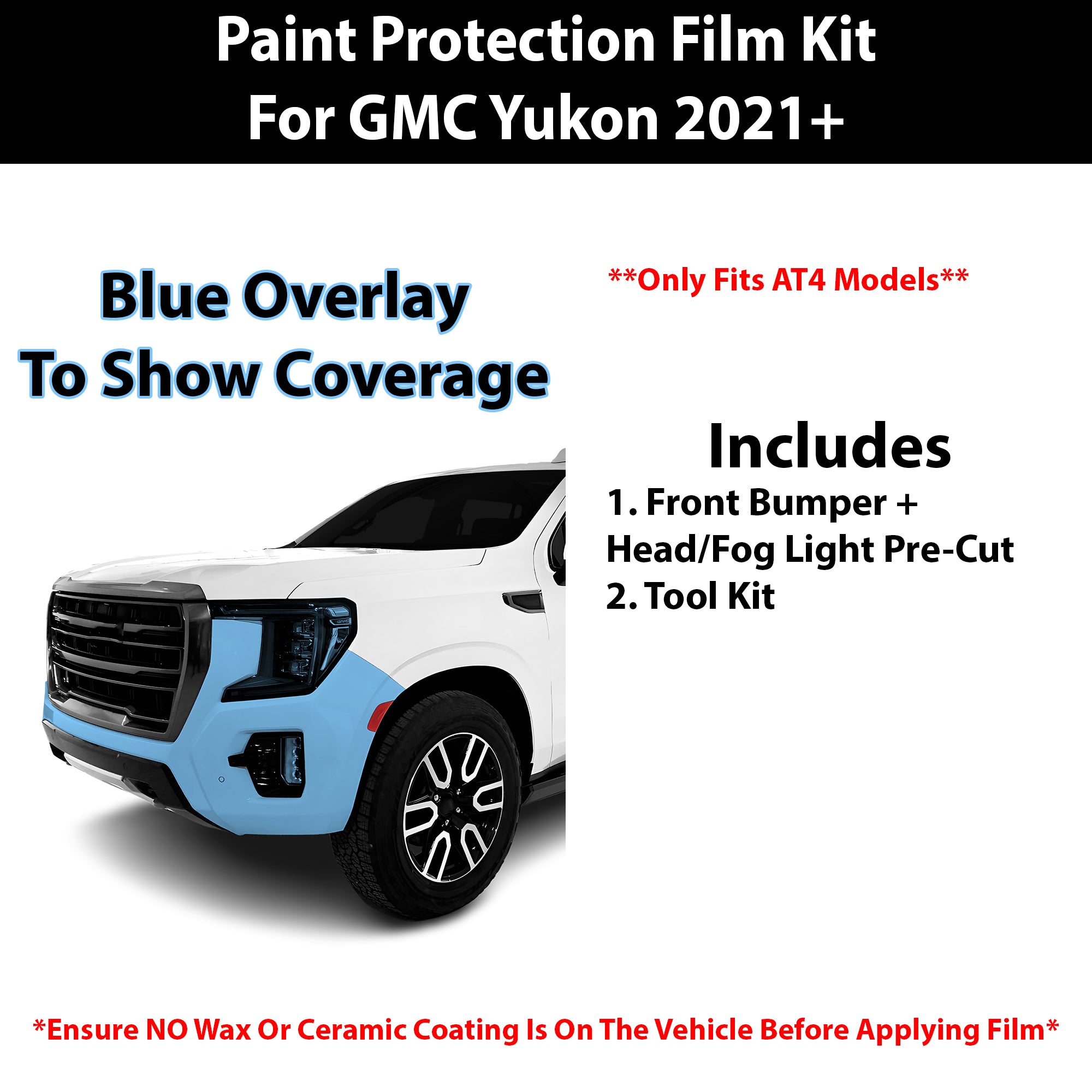 Fits GMC Yukon 2021+ Precut Premium Paint Protection Film Clear Bra PPF Decal Film Kit Cover - Bogar Tech Designs