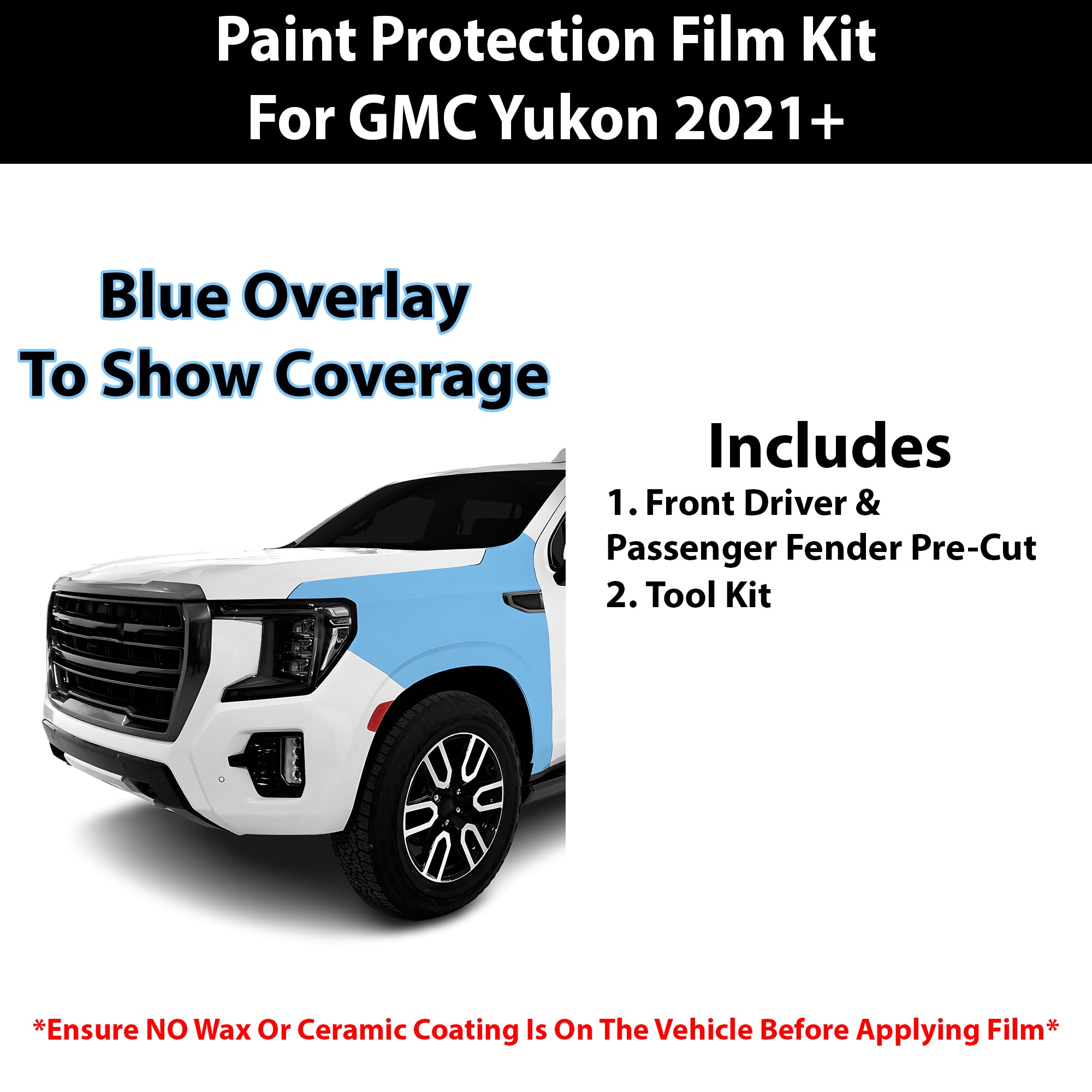 Fits GMC Yukon 2021+ Precut Premium Paint Protection Film Clear Bra PPF Decal Film Kit Cover - Bogar Tech Designs