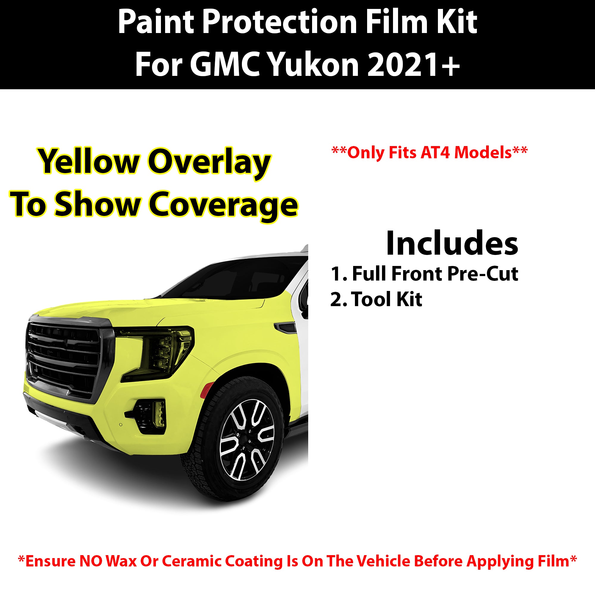 Fits GMC Yukon 2021+ Precut Premium Paint Protection Film Clear Bra PPF Decal Film Kit Cover - Bogar Tech Designs