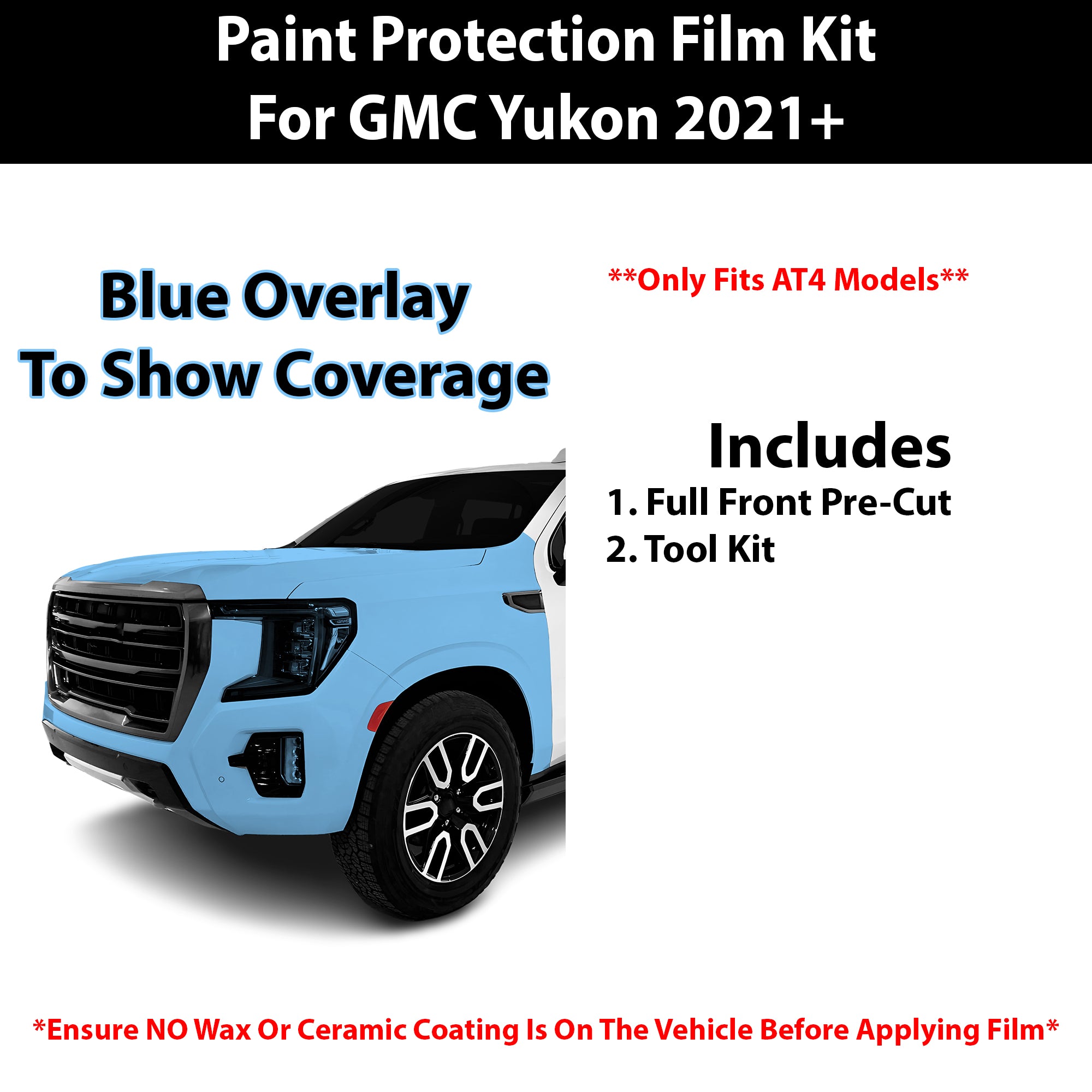 Fits GMC Yukon 2021+ Precut Premium Paint Protection Film Clear Bra PPF Decal Film Kit Cover - Bogar Tech Designs