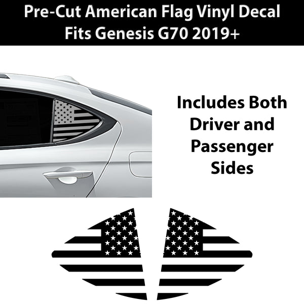 Fits Genesis G70 2019+ Quarter Window American Flag Vinyl Decal Stickers