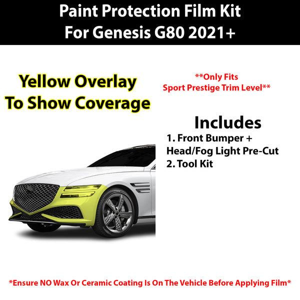 Fits Genesis G80 2021+ Precut Premium Paint Protection Film Clear Bra PPF Decal Film Kit Cover