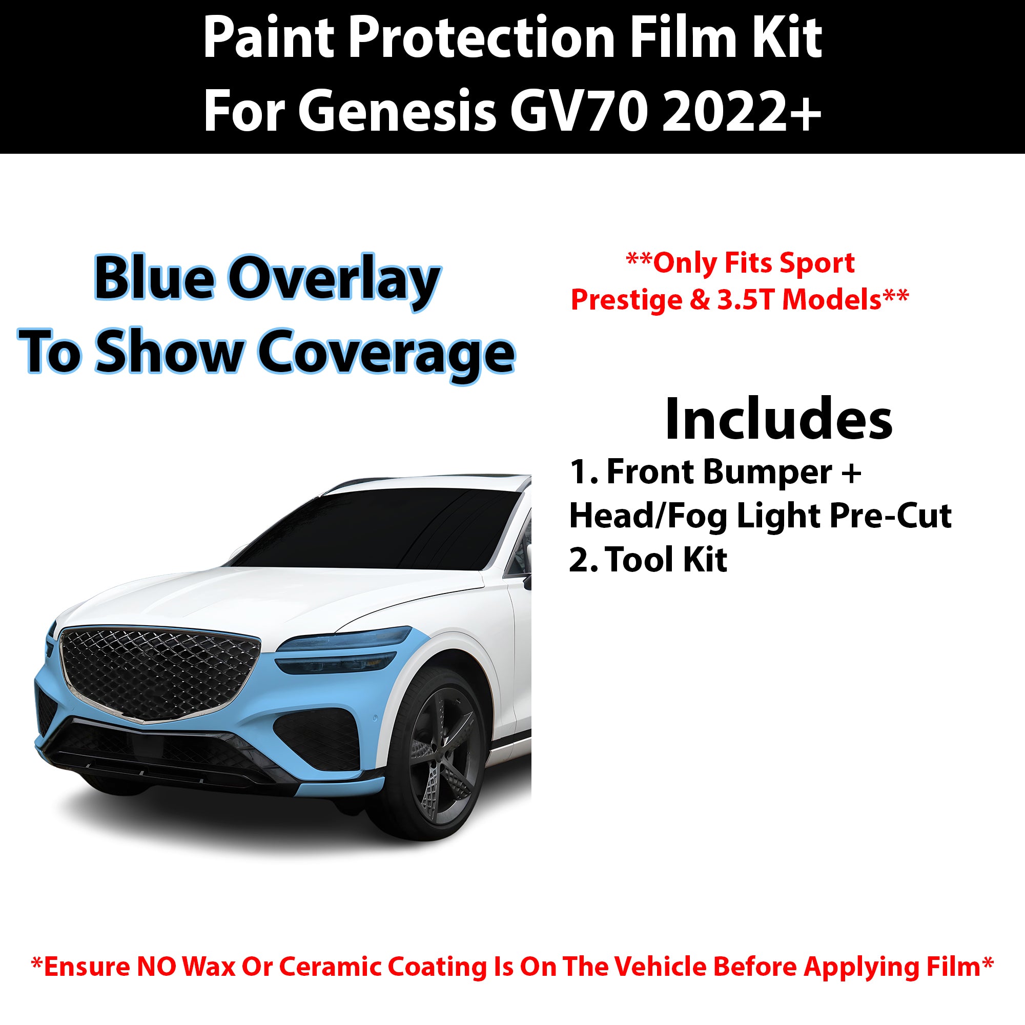 Fits Genesis GV70 2022+ Sport Prestige Precut Premium Paint Protection Film Clear Bra PPF Decal Film Kit Cover - Bogar Tech Designs