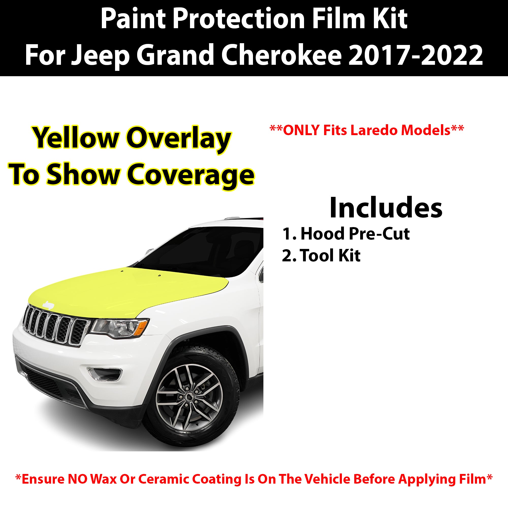 Fits Jeep Grand Cherokee (Laredo) 2017 - 2022 Precut Premium Paint Protection Film Clear Bra PPF Decal Film Kit Cover - Bogar Tech Designs