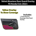 Fits Honda Civic 2022+ Alcantara Anti Kick Door Panel Protection Decal Stickers Overlay, Black Red Pink Yellow Purple