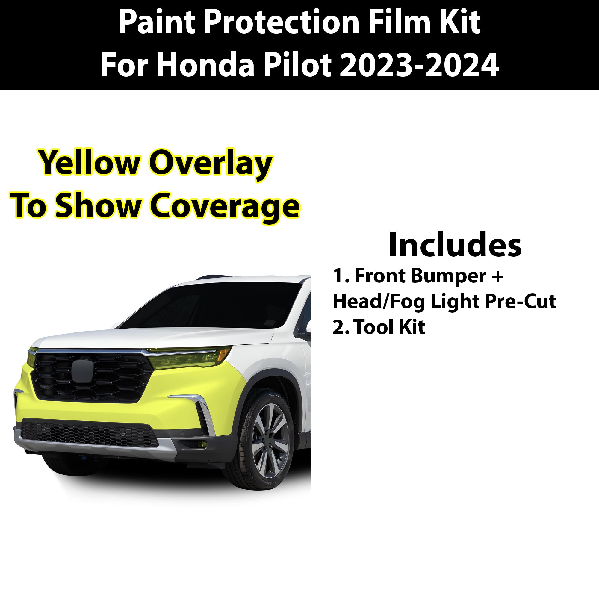 Fits Honda Pilot 2023+ Precut Premium Paint Protection Film Clear Bra PPF Decal Film Kit Coverage - Bogar Tech Designs