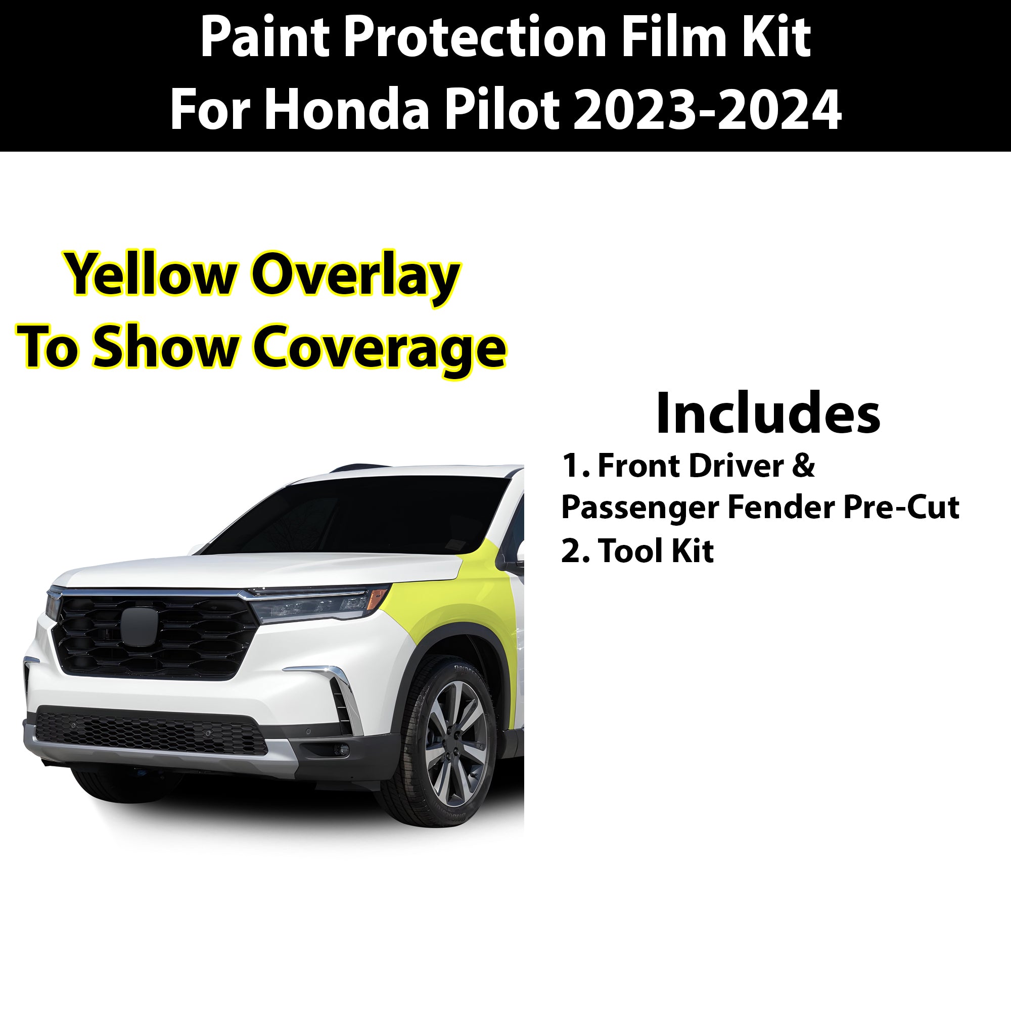 Fits Honda Pilot 2023+ Precut Premium Paint Protection Film Clear Bra PPF Decal Film Kit Coverage - Bogar Tech Designs