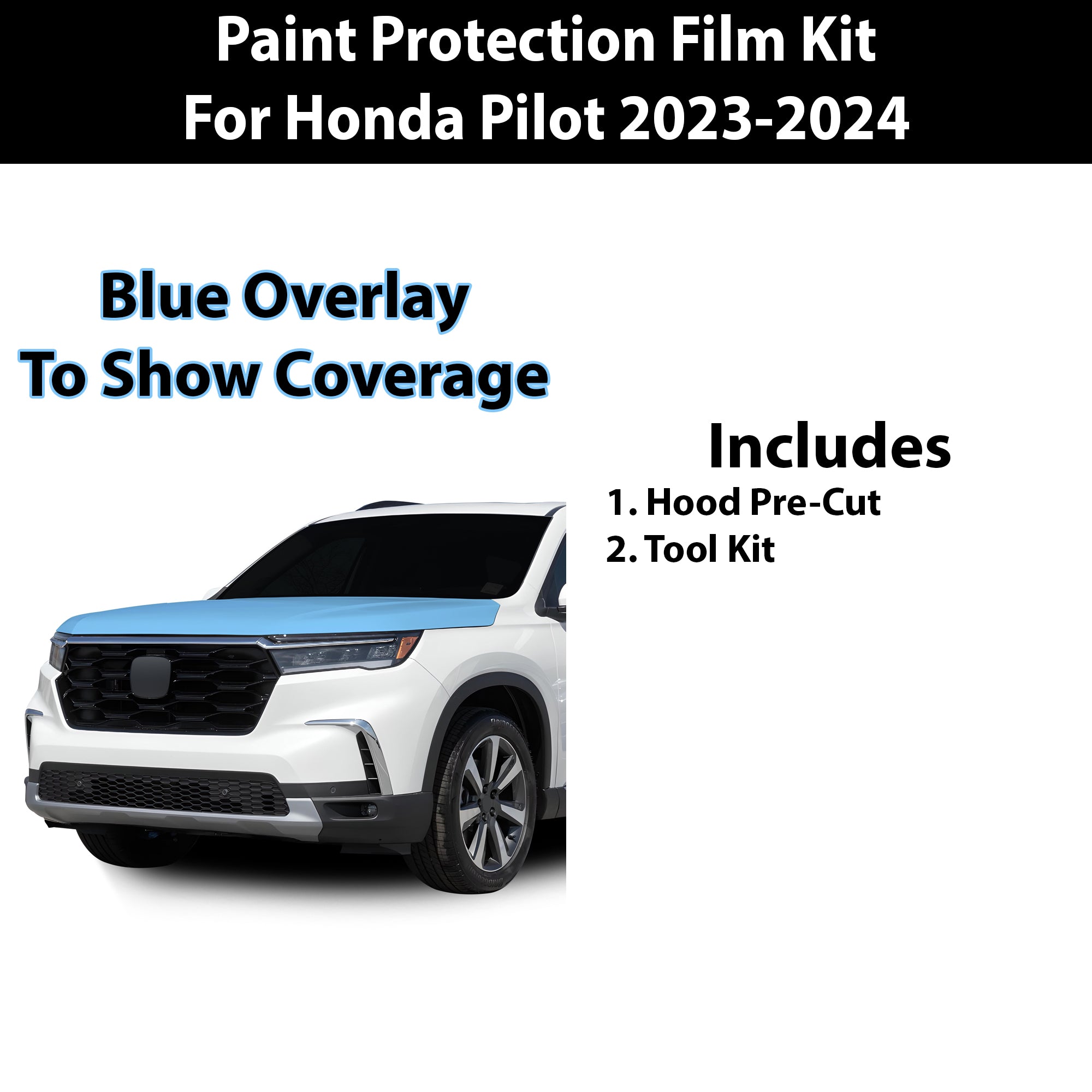 Fits Honda Pilot 2023+ Precut Premium Paint Protection Film Clear Bra PPF Decal Film Kit Coverage - Bogar Tech Designs