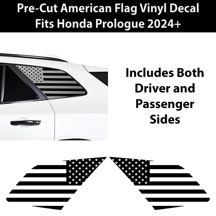 Fits Honda Prologue 2024 - 2025 Quarter Window American Flag Vinyl Decal Stickers - Bogar Tech Designs