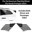 Fits Honda Prologue 2024+ Quarter Window American Flag Vinyl Decal Stickers