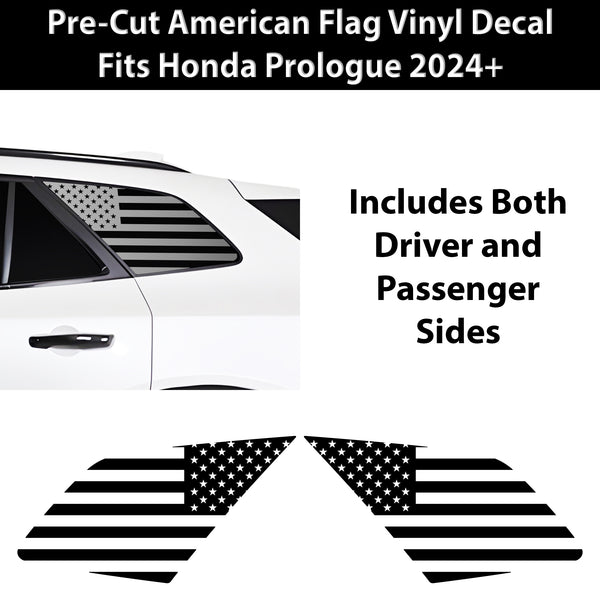 Fits Honda Prologue 2024+ Quarter Window American Flag Vinyl Decal Stickers