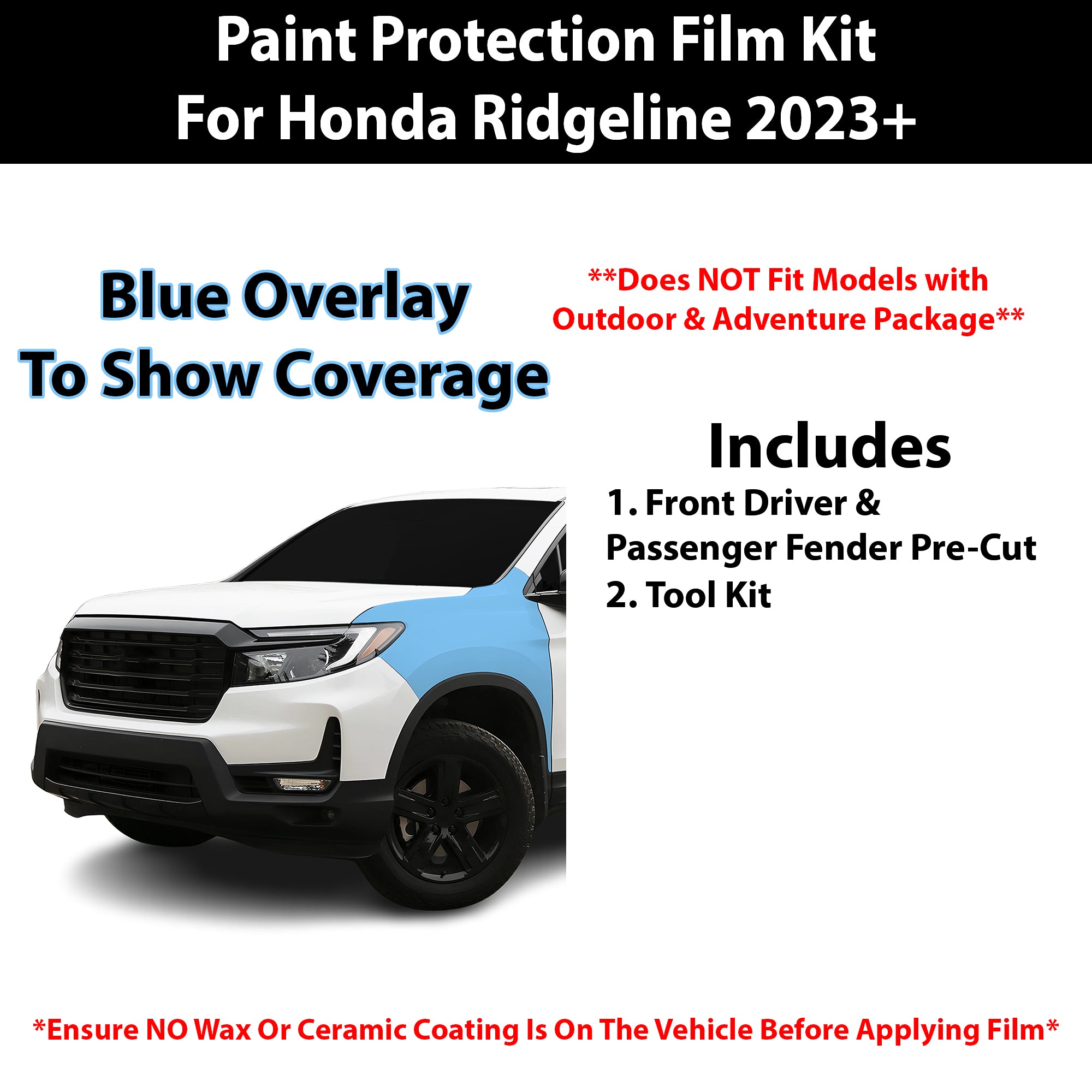 Fits Honda Ridgeline 2023+ Precut Premium Paint Protection Film Clear Bra PPF Decal Film Kit Cover - Bogar Tech Designs