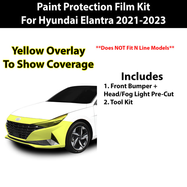 Precut Premium Paint Protection Film Clear Bra PPF Decal Film Kit Cover Fits Hyundai Elantra 2021-2023