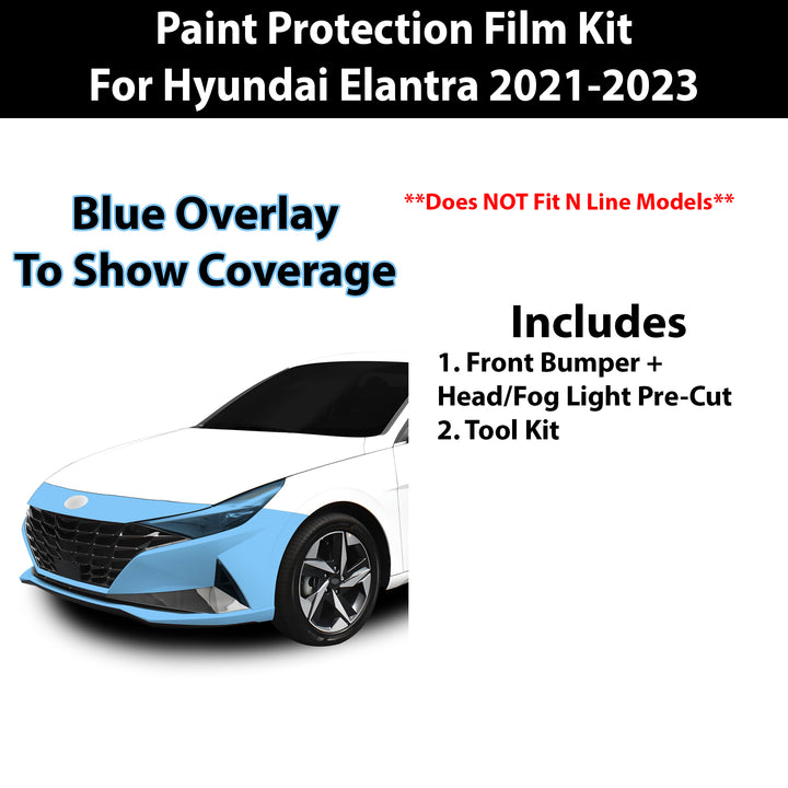 Precut Premium Paint Protection Film Clear Bra PPF Decal Film Kit Cover Fits Hyundai Elantra 2021 - 2023 - Bogar Tech Designs