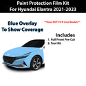 Precut Premium Paint Protection Film Clear Bra PPF Decal Film Kit Cover Fits Hyundai Elantra 2021-2023