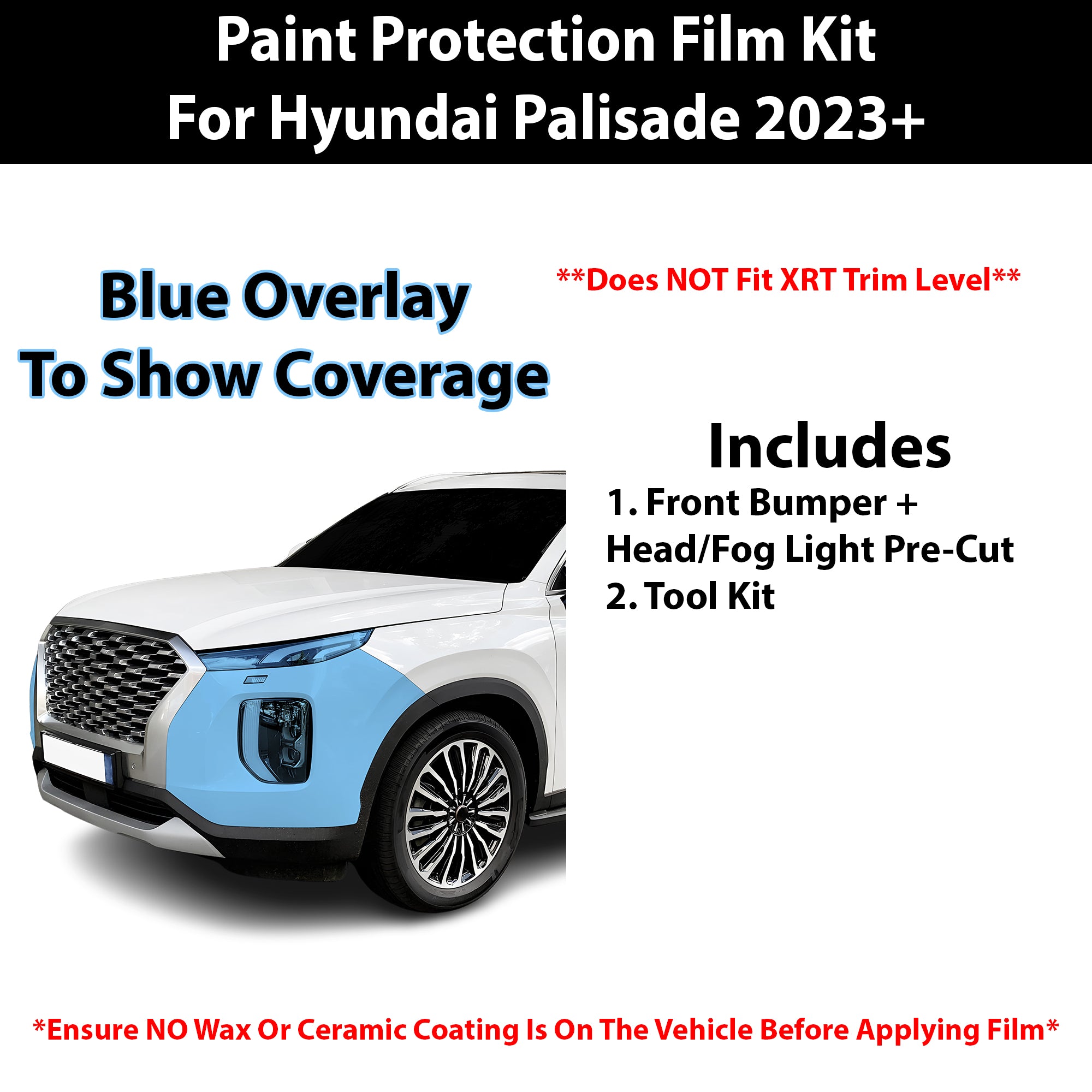 Fits Hyundai Palisade 2023+ Precut Premium Paint Protection Film Clear Bra PPF Decal Film Kit Cover - Bogar Tech Designs