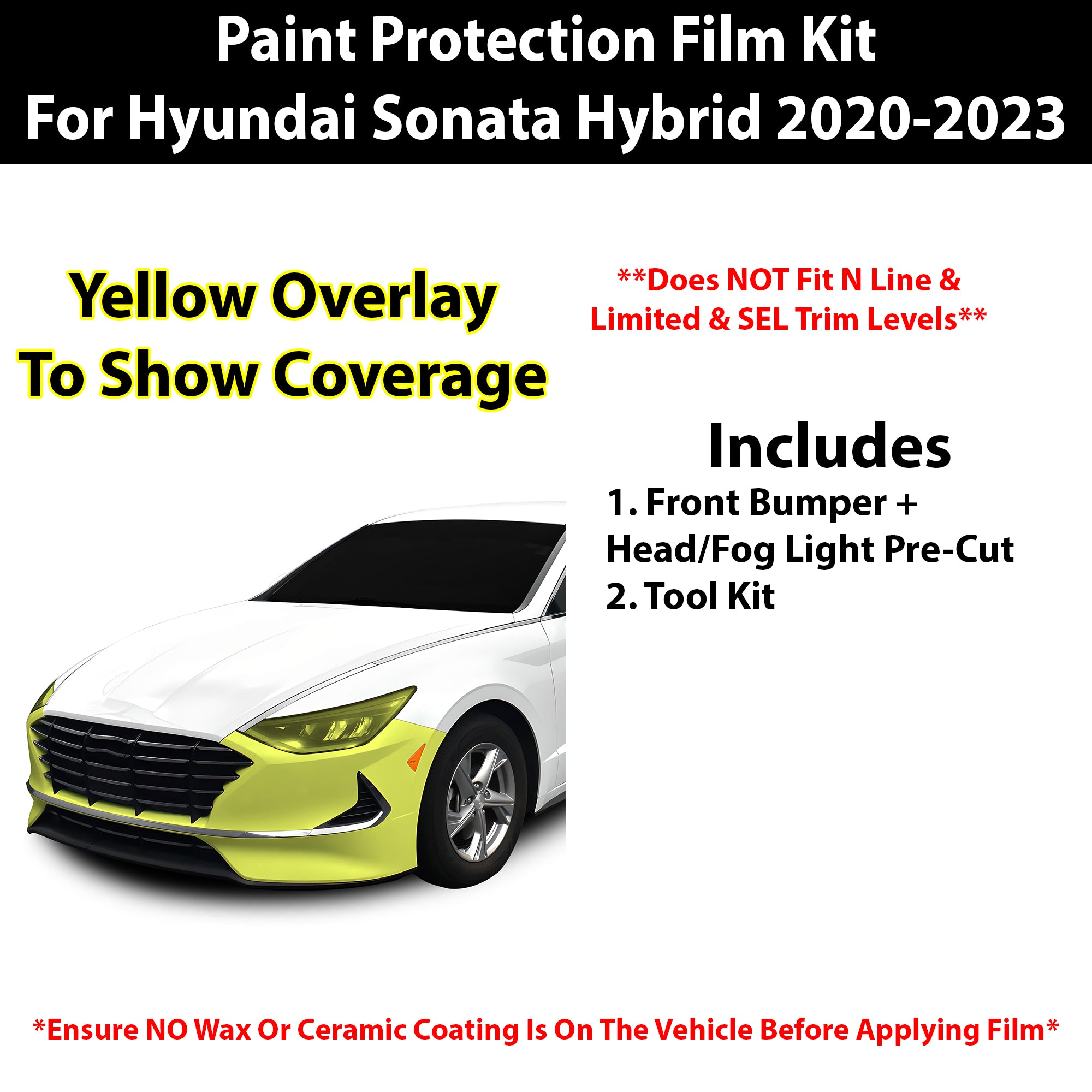 Fits Hyundai Sonata Hybrid 2021 - 2023 Precut Premium Paint Protection Film Clear Bra PPF Decal Film Kit Cover - Bogar Tech Designs