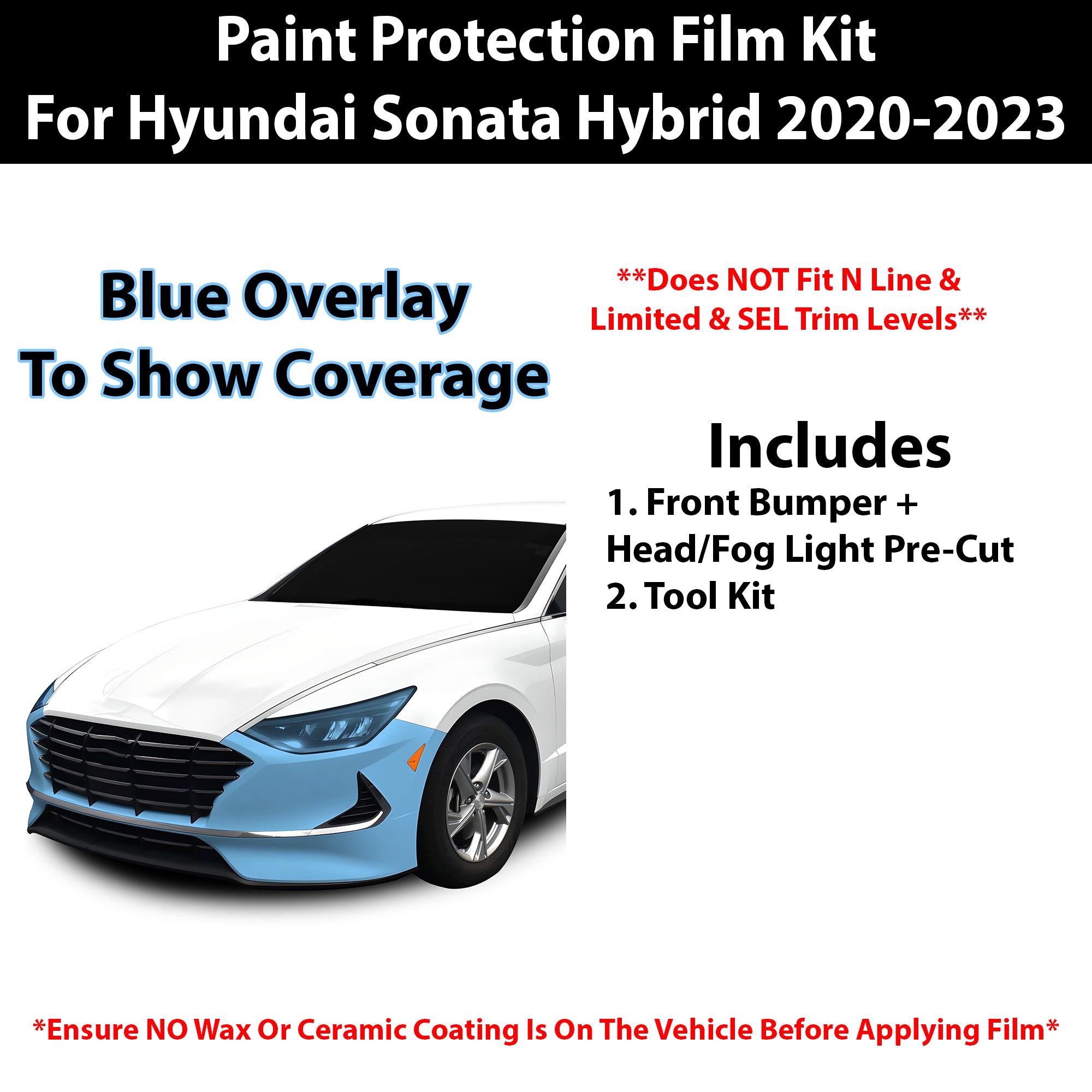 Fits Hyundai Sonata Hybrid 2021 - 2023 Precut Premium Paint Protection Film Clear Bra PPF Decal Film Kit Cover - Bogar Tech Designs