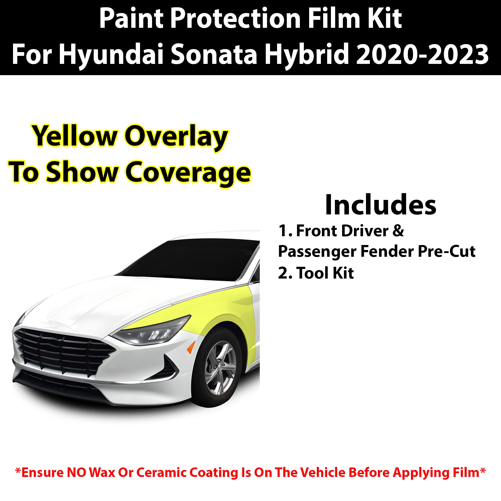 Fits Hyundai Sonata Hybrid 2021 - 2023 Precut Premium Paint Protection Film Clear Bra PPF Decal Film Kit Cover - Bogar Tech Designs