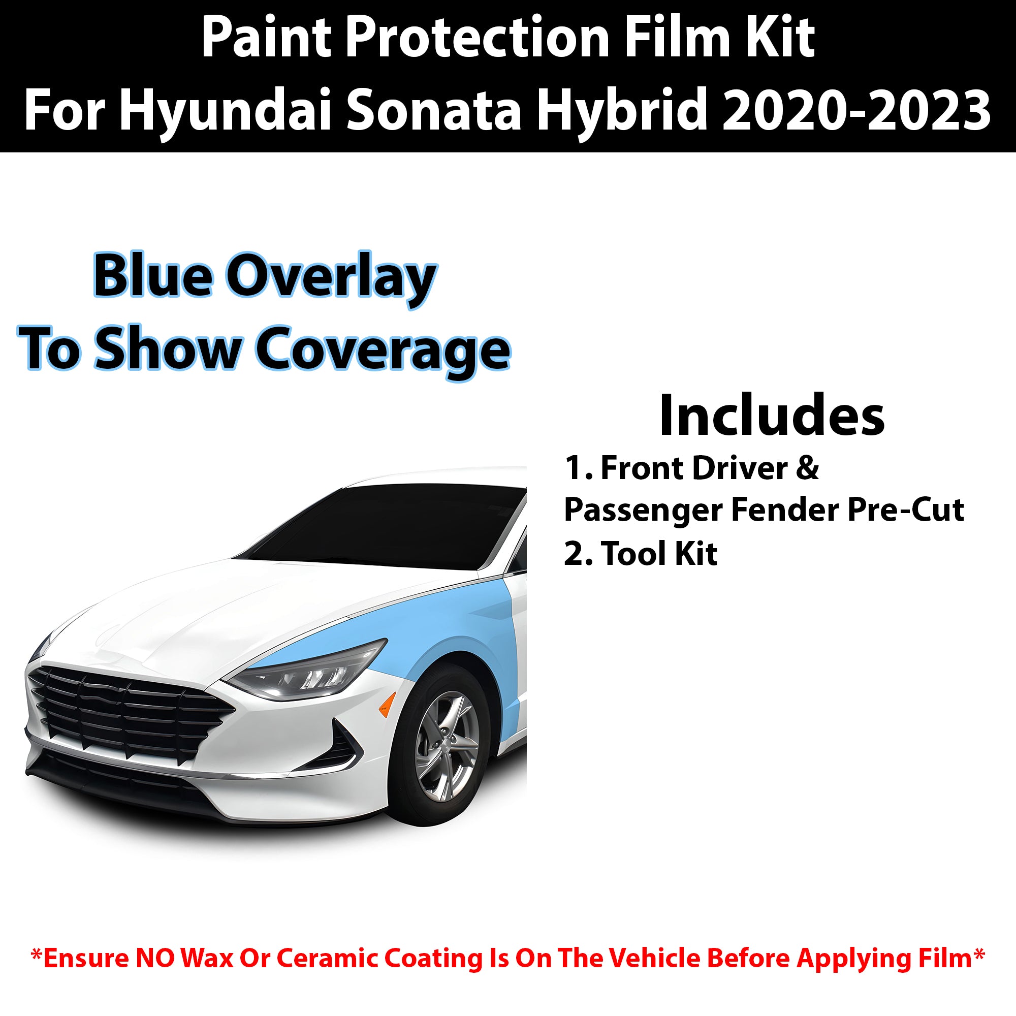 Fits Hyundai Sonata Hybrid 2021 - 2023 Precut Premium Paint Protection Film Clear Bra PPF Decal Film Kit Cover - Bogar Tech Designs