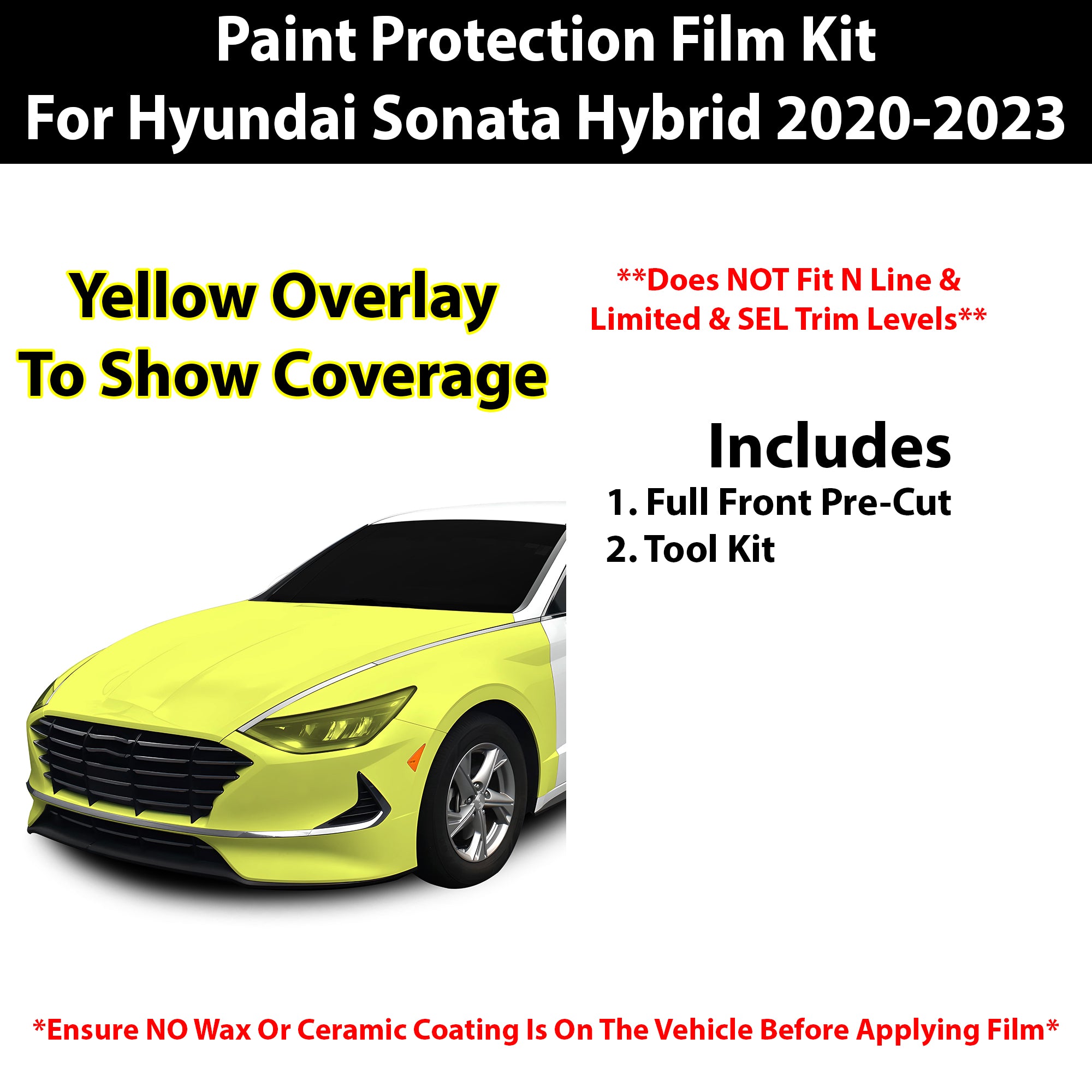 Fits Hyundai Sonata Hybrid 2021 - 2023 Precut Premium Paint Protection Film Clear Bra PPF Decal Film Kit Cover - Bogar Tech Designs
