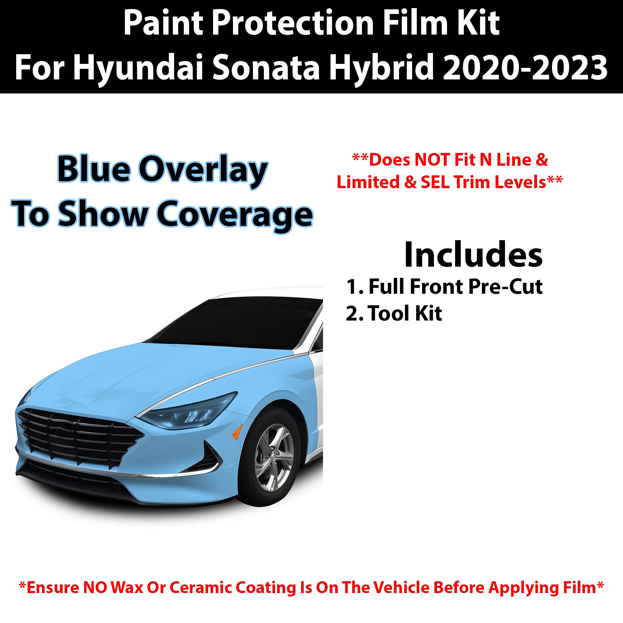 Fits Hyundai Sonata Hybrid 2021 - 2023 Precut Premium Paint Protection Film Clear Bra PPF Decal Film Kit Cover - Bogar Tech Designs