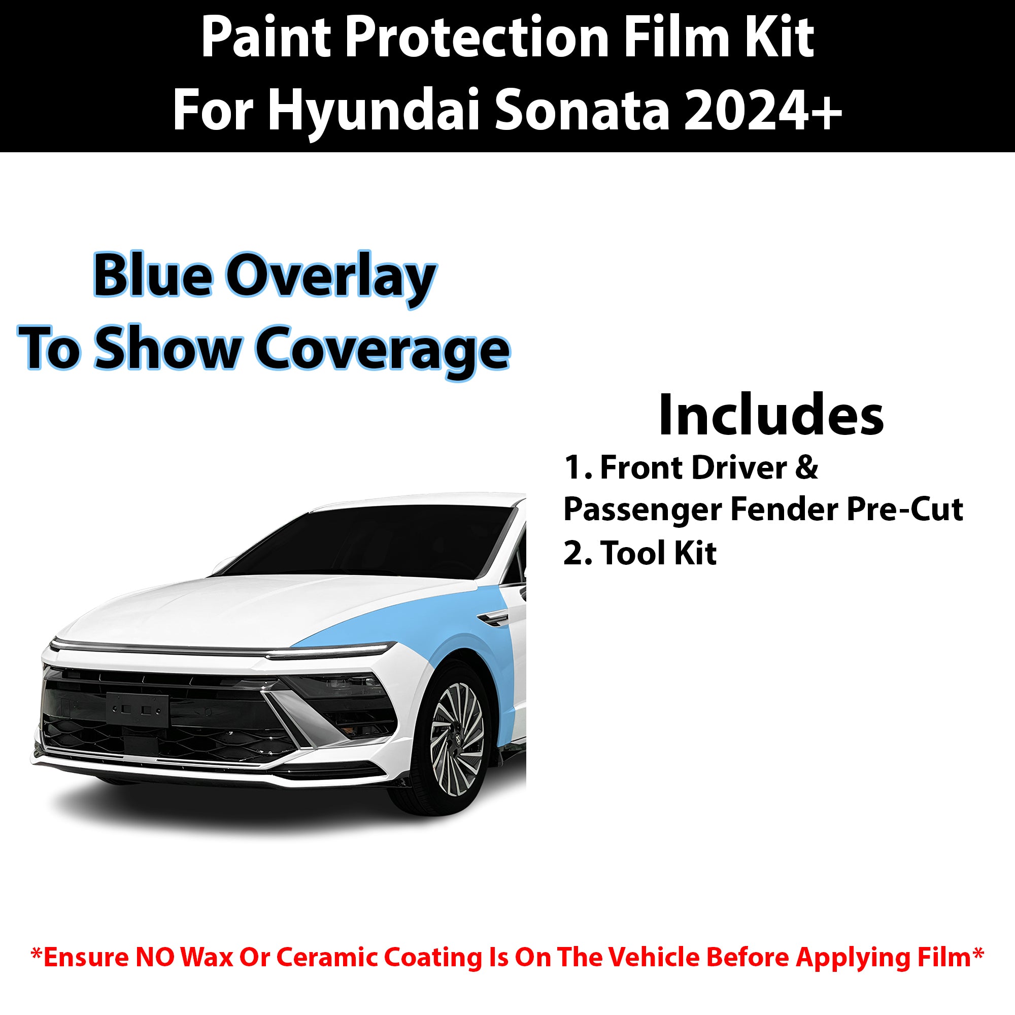 Fits Hyundai Sonata (SEL) 2024+ Precut Premium Paint Protection Film Clear Bra PPF Decal Film Kit Cover - Bogar Tech Designs