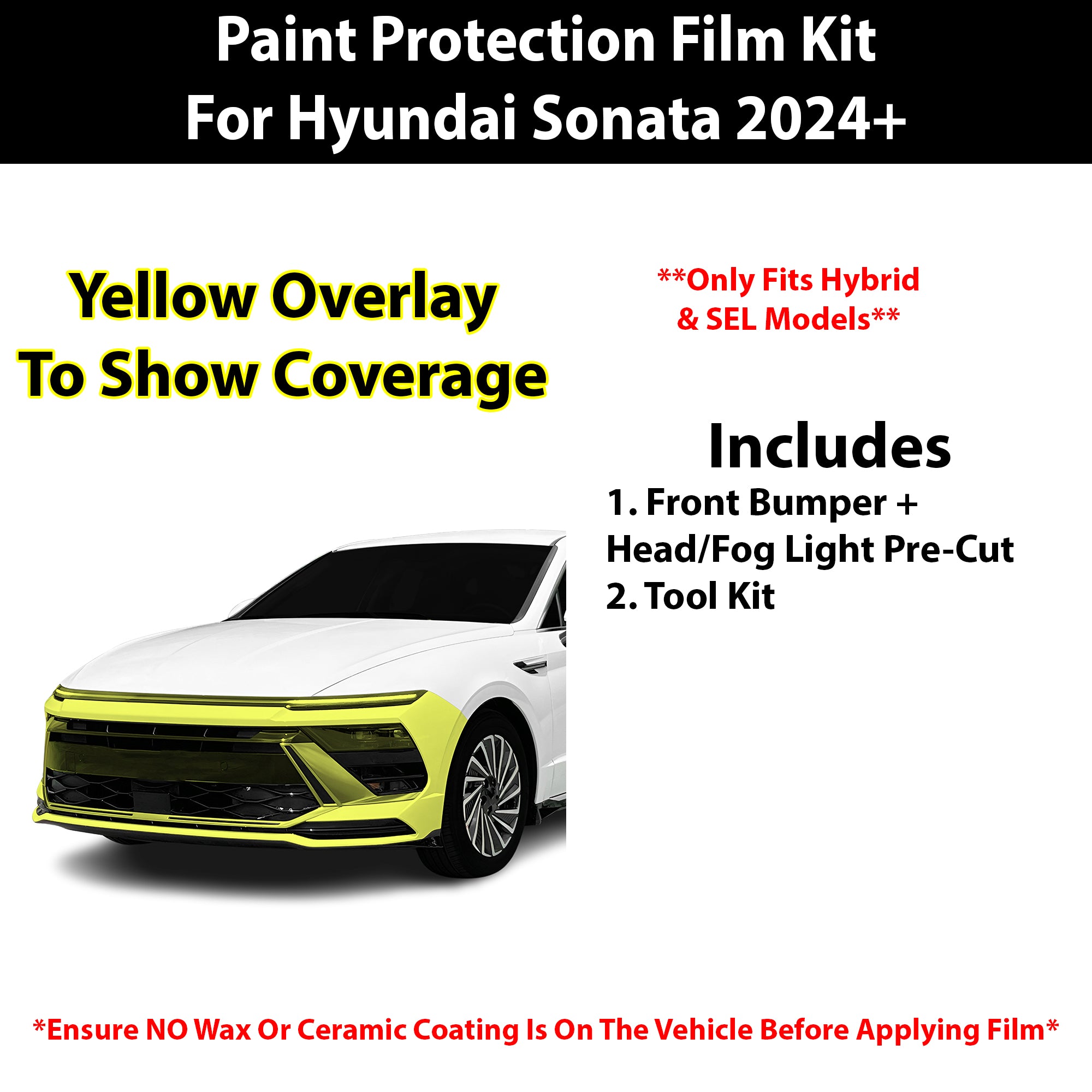Fits Hyundai Sonata (SEL) 2024+ Precut Premium Paint Protection Film Clear Bra PPF Decal Film Kit Cover - Bogar Tech Designs