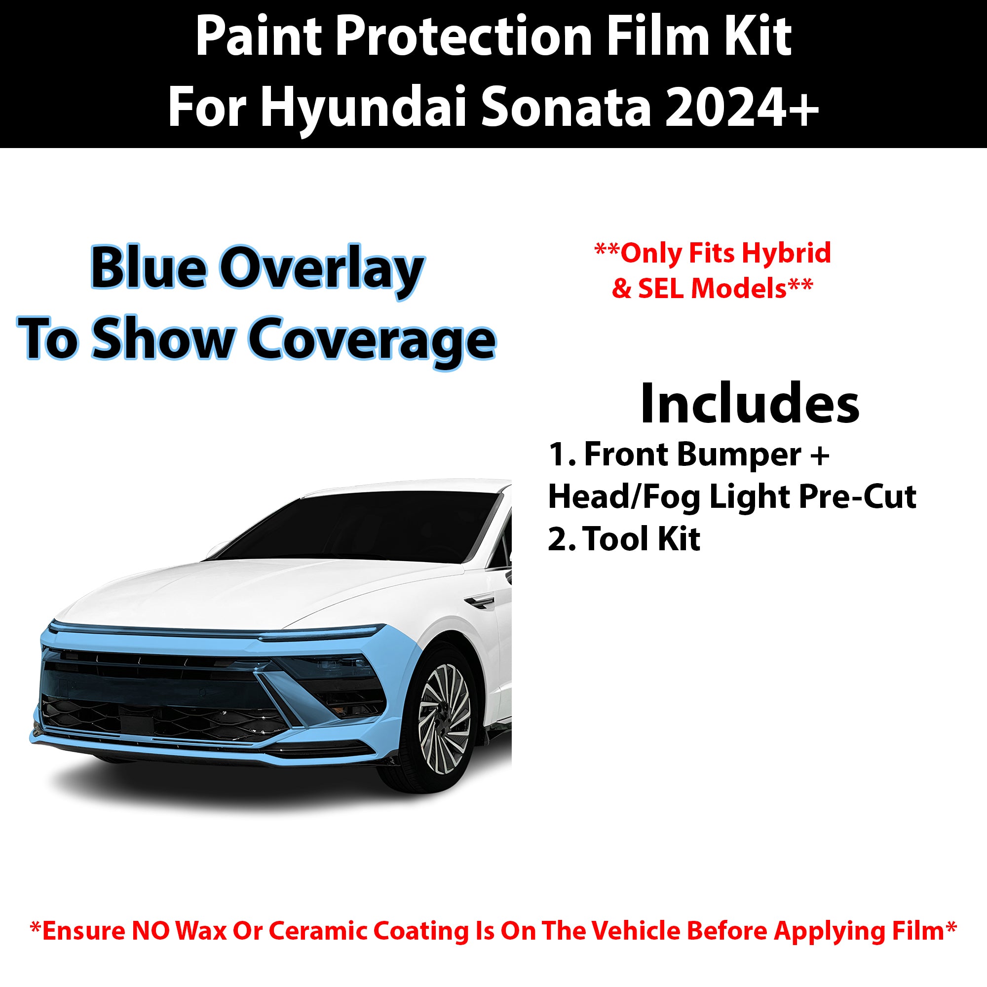 Fits Hyundai Sonata (SEL) 2024+ Precut Premium Paint Protection Film Clear Bra PPF Decal Film Kit Cover - Bogar Tech Designs