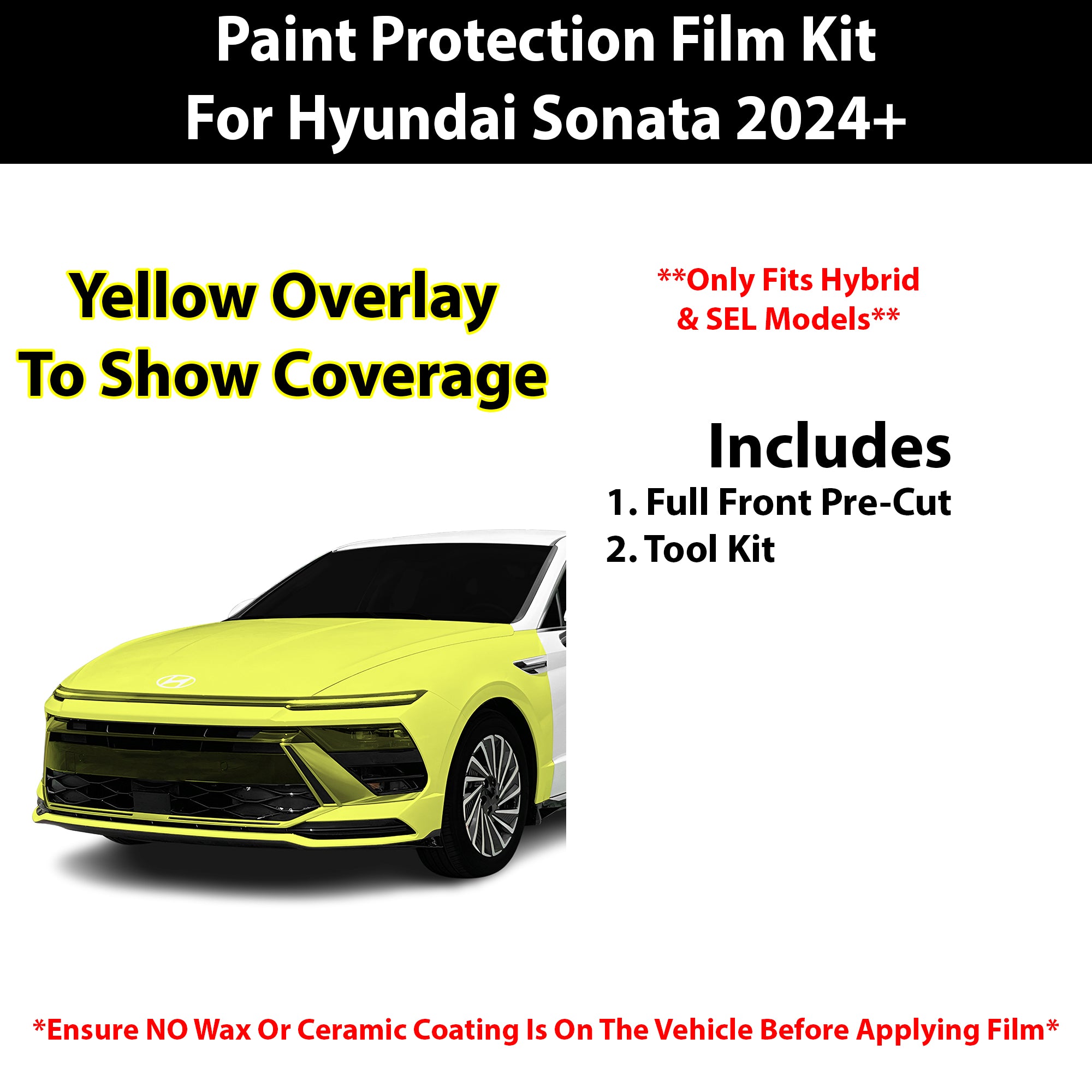 Fits Hyundai Sonata (SEL) 2024+ Precut Premium Paint Protection Film Clear Bra PPF Decal Film Kit Cover - Bogar Tech Designs
