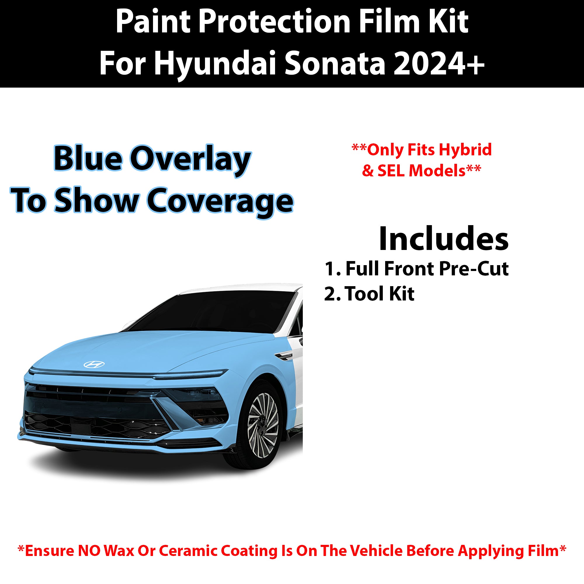 Fits Hyundai Sonata (SEL) 2024+ Precut Premium Paint Protection Film Clear Bra PPF Decal Film Kit Cover - Bogar Tech Designs