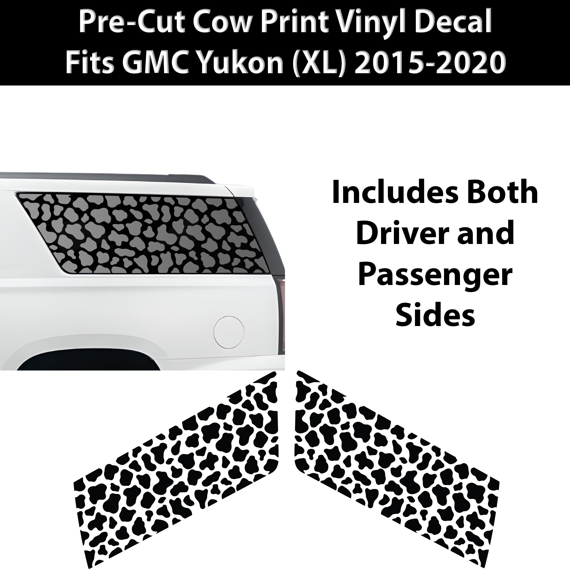 Animal Leopard Cheetah Cow Quarter Window Vinyl Decal Stickers Fits GMC Yukon XL 2015 - 2020 - Bogar Tech Designs