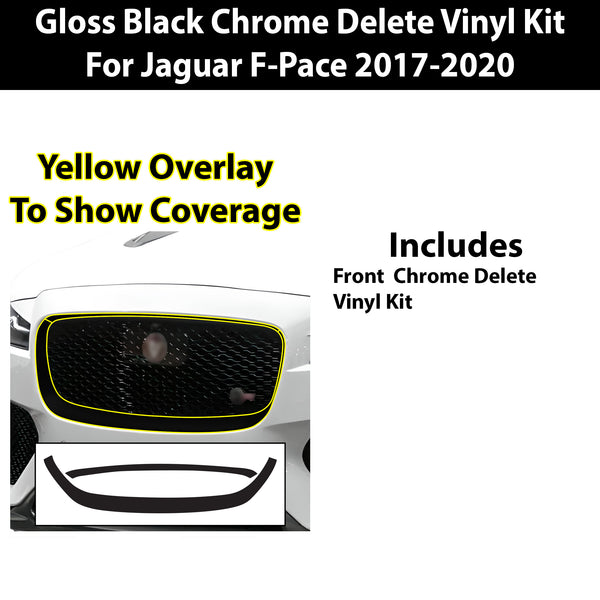 Vinyl Chrome Delete Blackout Decal Stickers Overlay Film Fits Jaguar F-Pace 2017-2020