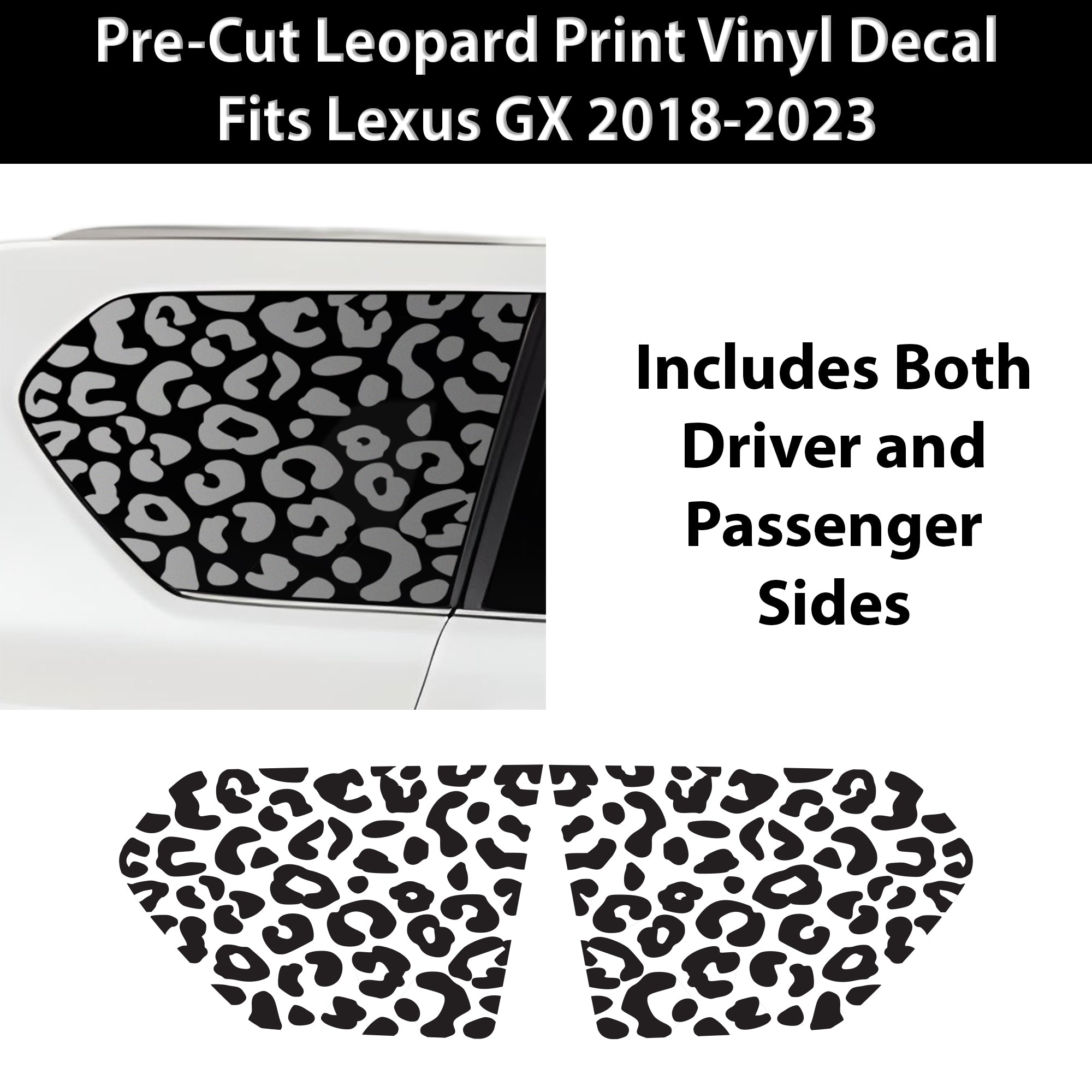 Animal Leopard Cheetah Cow Window Vinyl Decal Stickers Fits Lexus GX 2018 - 2023 - Bogar Tech Designs