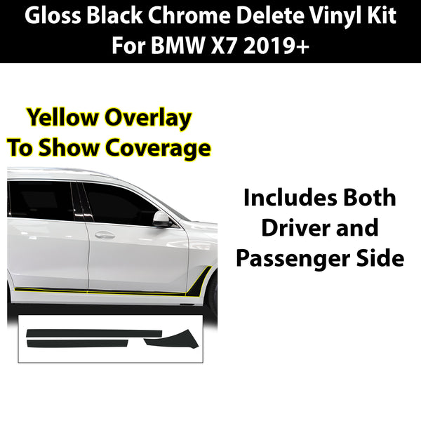 Vinyl Chrome Delete Blackout Decal Stickers Overlay Film Fits BMW X7 2019-2022