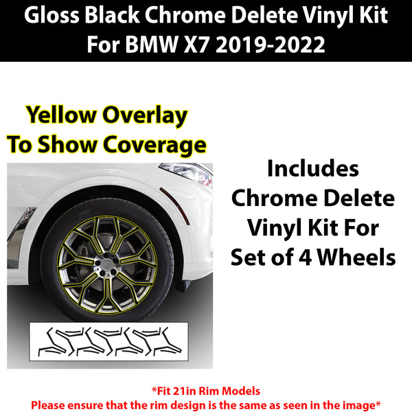 Vinyl Chrome Delete Blackout Decal Stickers Overlay Film Fits BMW X7 2019-2022