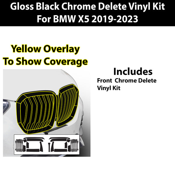 Vinyl Chrome Delete Blackout Decal Stickers Overlay Film Fits BMW X5 2019-2023